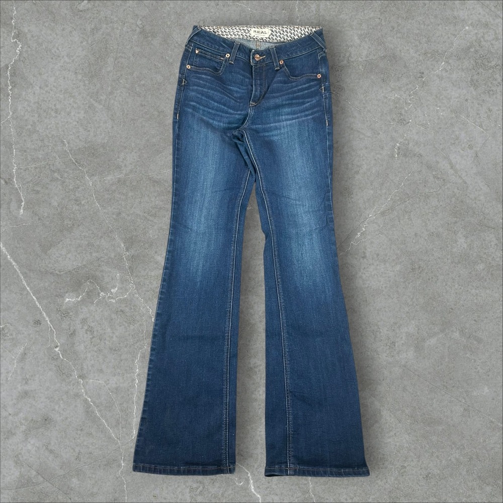 Ariat REAL Denim Jeans Womens 30L Dark Wash Flare Mid Rise Stretch Casual Pants
